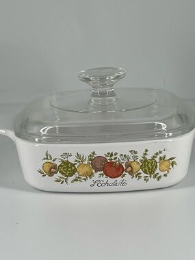 Corningware A-1-B “L’Echalote” Spice of Life 1 Qt Casserole Dish w/ Glass Lid